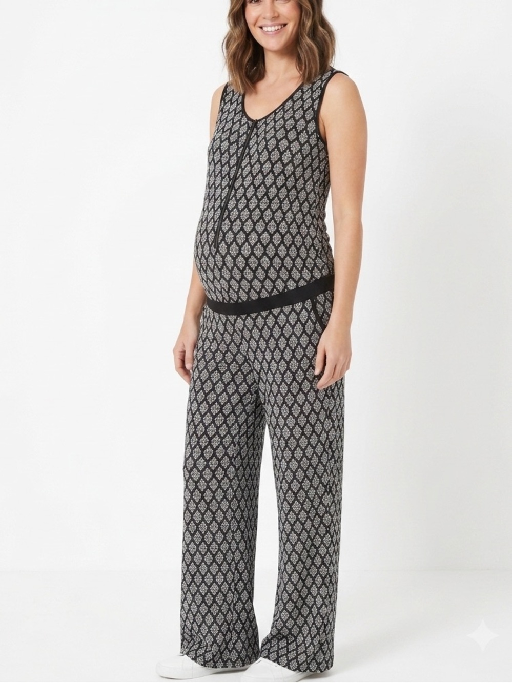 JOJO MAMAN BEBE Maternity Romper Jumpsuit One Piece Zipper Drop Waist Size Small